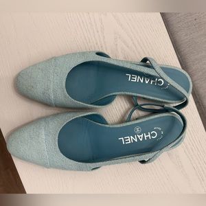 Chanel blue jeans flats